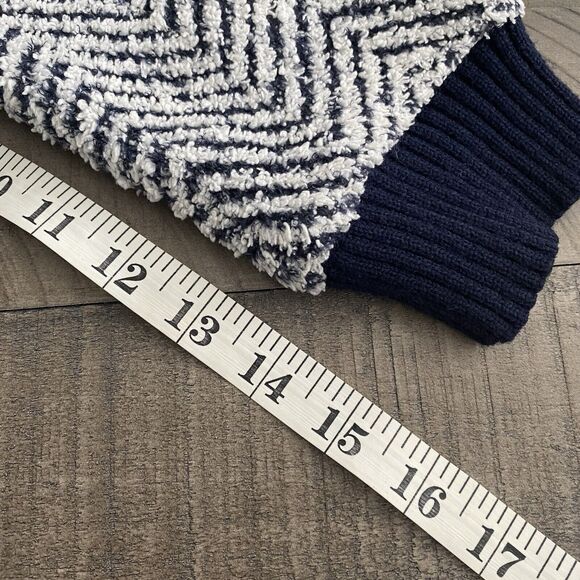 Anthropologie Saturday Sunday Fuzzy Pullover XXS Navy Blue White Chevron - Picture 15 of 15